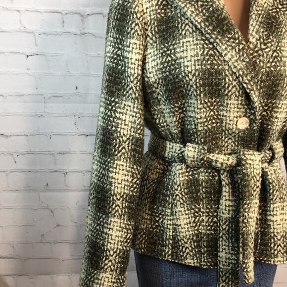 Signature by Larry Levine Green Tweed Plaid Blazer / Jacket Women's Size 10 - Picture 4 of 10